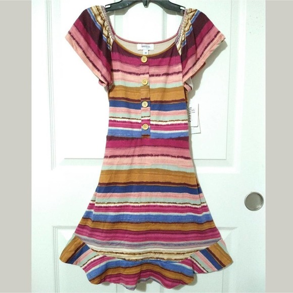 Speechless Big Girls Flutter Sleeve Dress Pink Multi, Size 12, New NWT - Picture 3 of 6